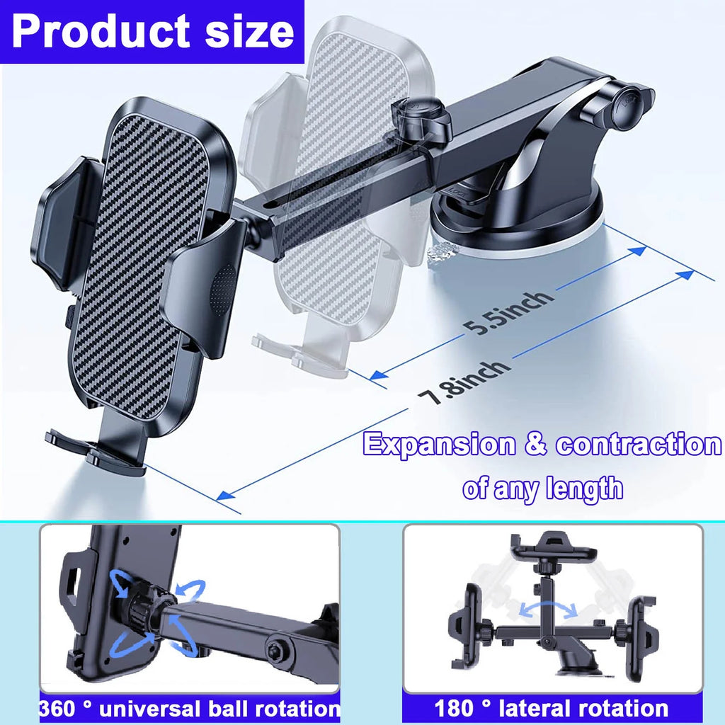 Car Phone Mount, Phone Mount for Car with Car Air Vent Clip, Long Arm Universal Cell Phone Holder,Phone Car Mounts for All Smartphone