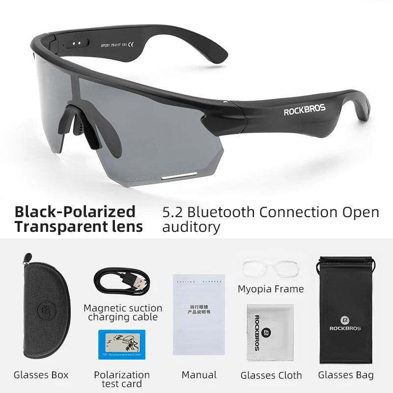 Polarized Glasses Wireless Bluetooth 5.2 Sunglasses Headset Telephone Driving MP3 Riding Cycling Eyewear UV400 Goggles