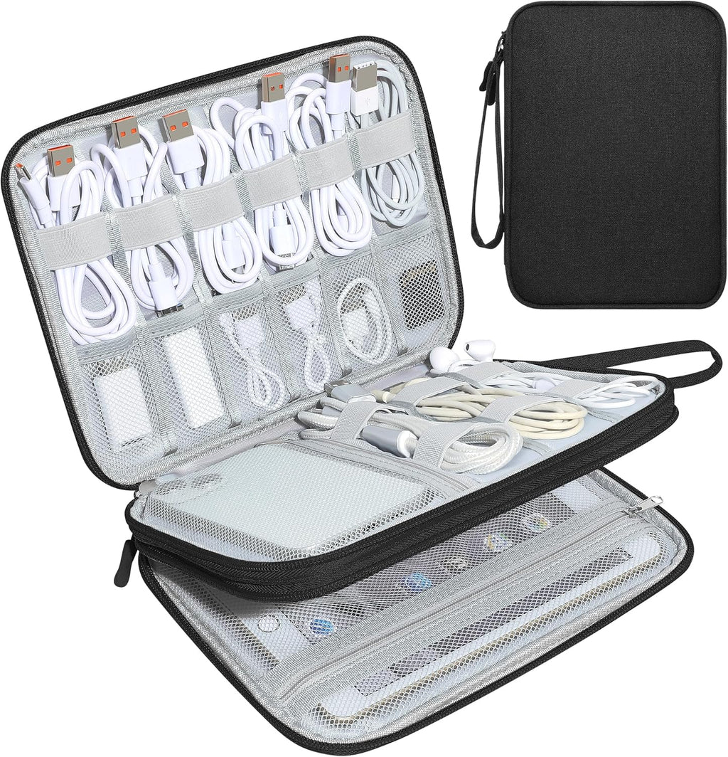 , Travel Cord Organizer Case, Compact Electronics Accessories Bag for Cable, Cord, Charger, Phone