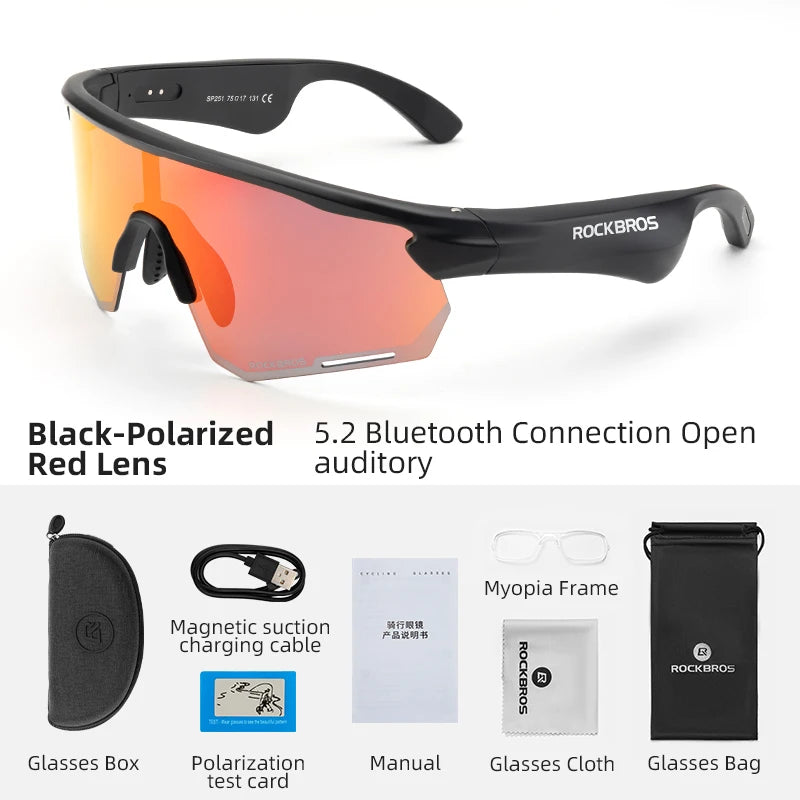 Polarized Glasses Wireless Bluetooth 5.2 Sunglasses Headset Telephone Driving MP3 Riding Cycling Eyewear UV400 Goggles